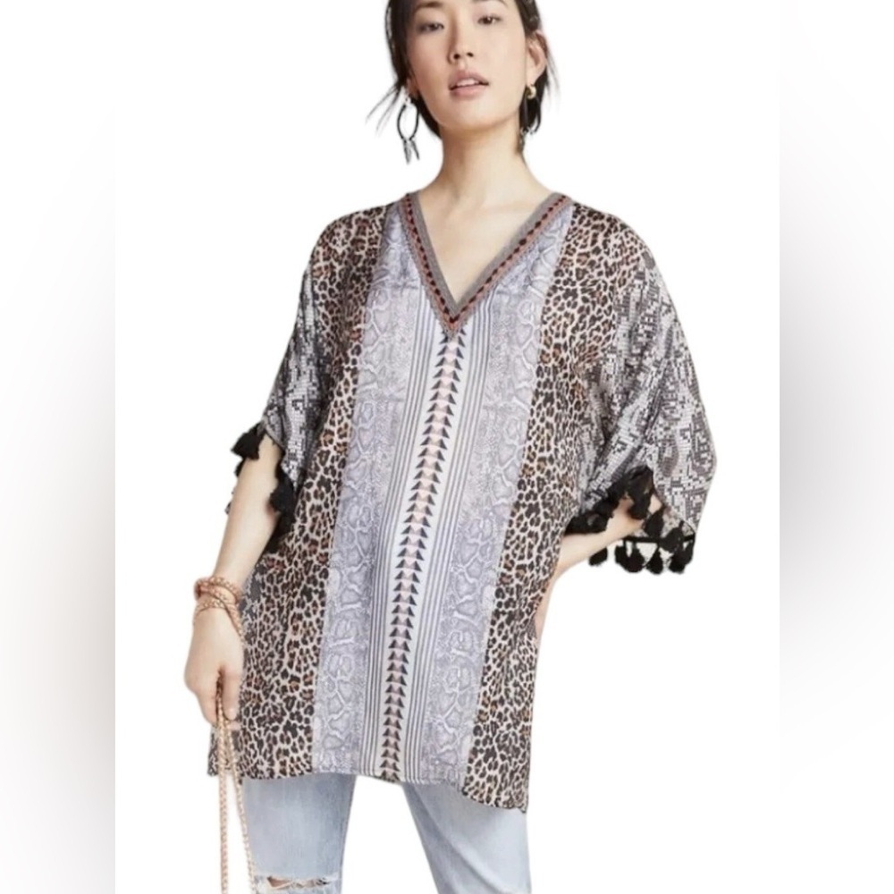 Anthropologie Conditions Apply Luca Tasseled Tunic Womens Plus